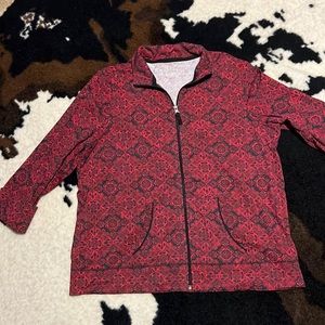 Kim Rogers red and black zip up jacket size XL